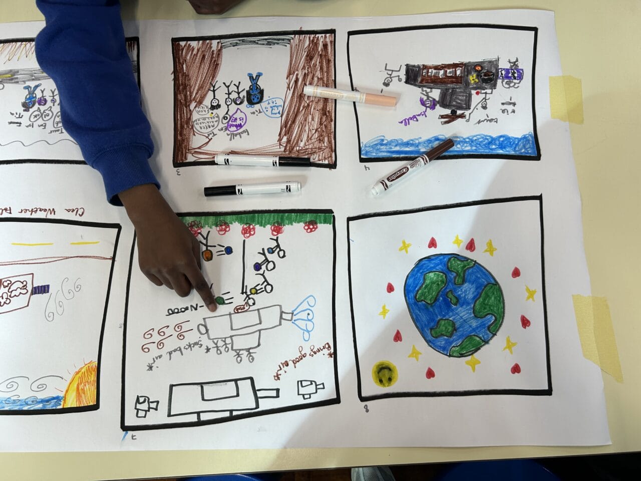 Four drawings in squares